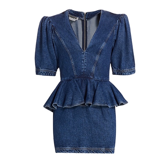 ROTATE Birger Christensen Mindy Denim Dress Sz 10 - Picture 2 of 6